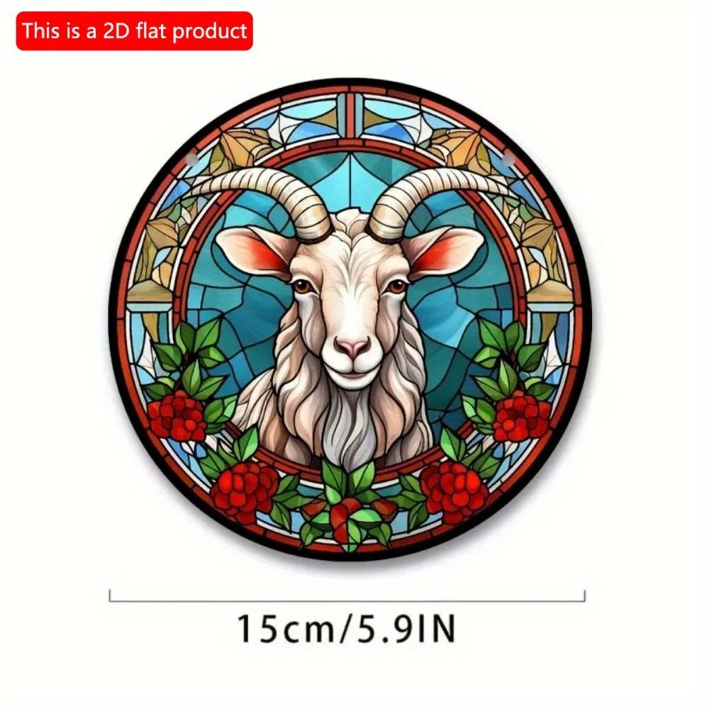 1pc 2d Flat Wood Animals Panda Print Stained Window Suncatcher Home Room Wall Decor Cat Pattern Wooden Sign - 20cm Round Wooden Hanging Pendant DIY