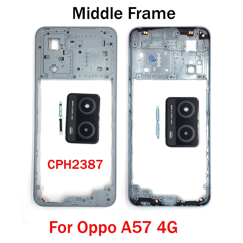 Для OPPO A5s A5Xs A15 A15s A16 A16s A36 A54 A74 A93 A57 A76 4G 5G Средняя рамка корпуса + Боковая кнопка + Объектив камеры