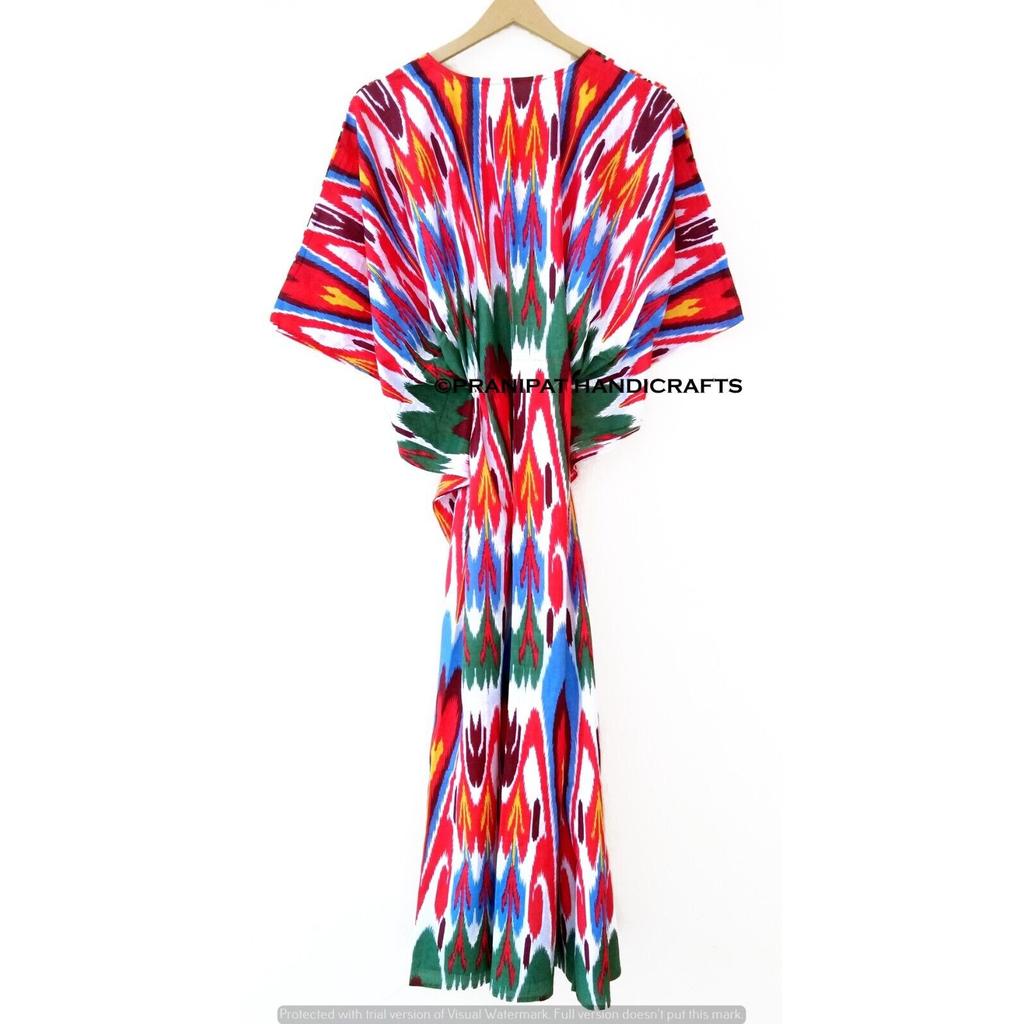 Женская хлопковая летняя одежда для сна в стиле хиппи с принтом икат, длинное макси-кафтан, платье CKFTN-SCRN-FULL-BUYIT-102