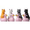 Model Home Decoration Pet Figurines Cat Miniature Cat Ornaments Sitting Pink Duck Cat Small Statue
