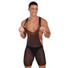 Men's Suspender Wrestling Singlet Leotard Bodysuit Jockstrap One Piece Deep U Neck Jumpsuit