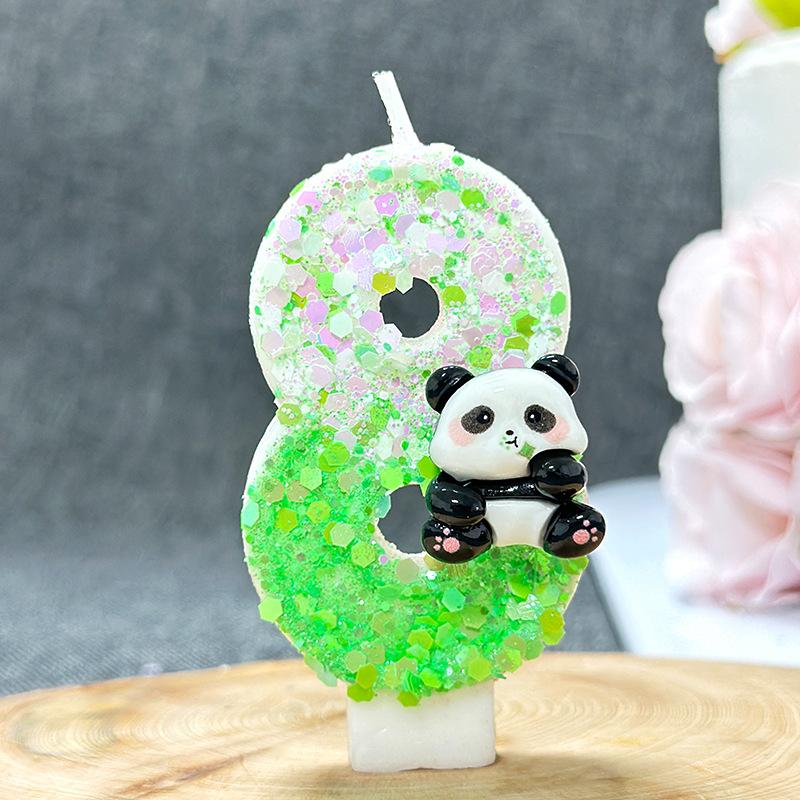1PC Creative Digital Candles Cute Panda Birthday Cake Party Candle Party Atmosphere Candle Scene Decoration Suppliescor Number3