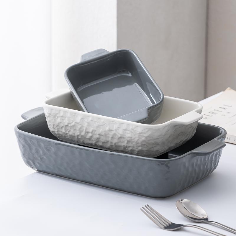 Бытовая керамическая двухручная форма для выпечки Нордик Новая 8 дюймов Сплошной сыр Запеченный рис Обеденная тарелка Специальная посуда для духовки и микроволновой печи