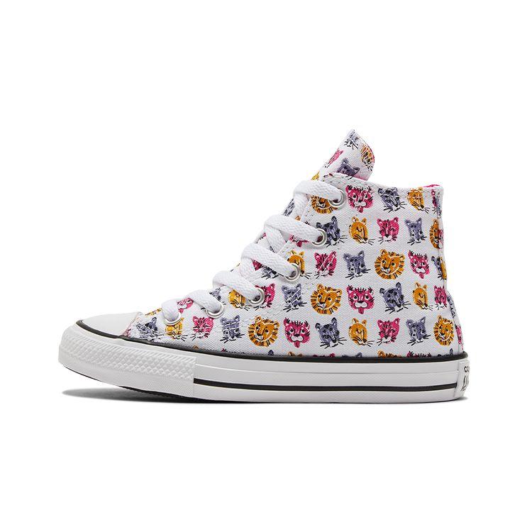 Converse Chuck Taylor All Star High GS Jungle Cats Kids Sneakers White Prime-Pink Black 671706C