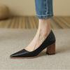 2024 весенняя женская обувь, женские туфли-лодочки без шнуровки, туфли на высоком квадратном каблуке с острым носком, женские однотонные женские туфли-лодочки на высоком каблуке