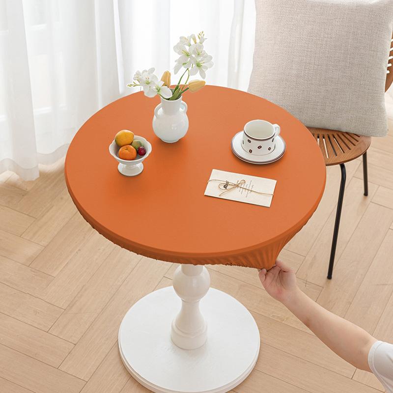 1шт однотонный чехол для стола эластичная скатерть защитный чехол для стола скатерть из искусственной кожи круглая