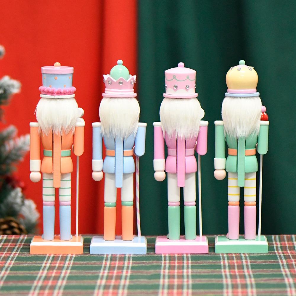 Macaron Color Nutcrackers Soldier Ornament 10 Inch Nutcracker Statues Doll Photo Props