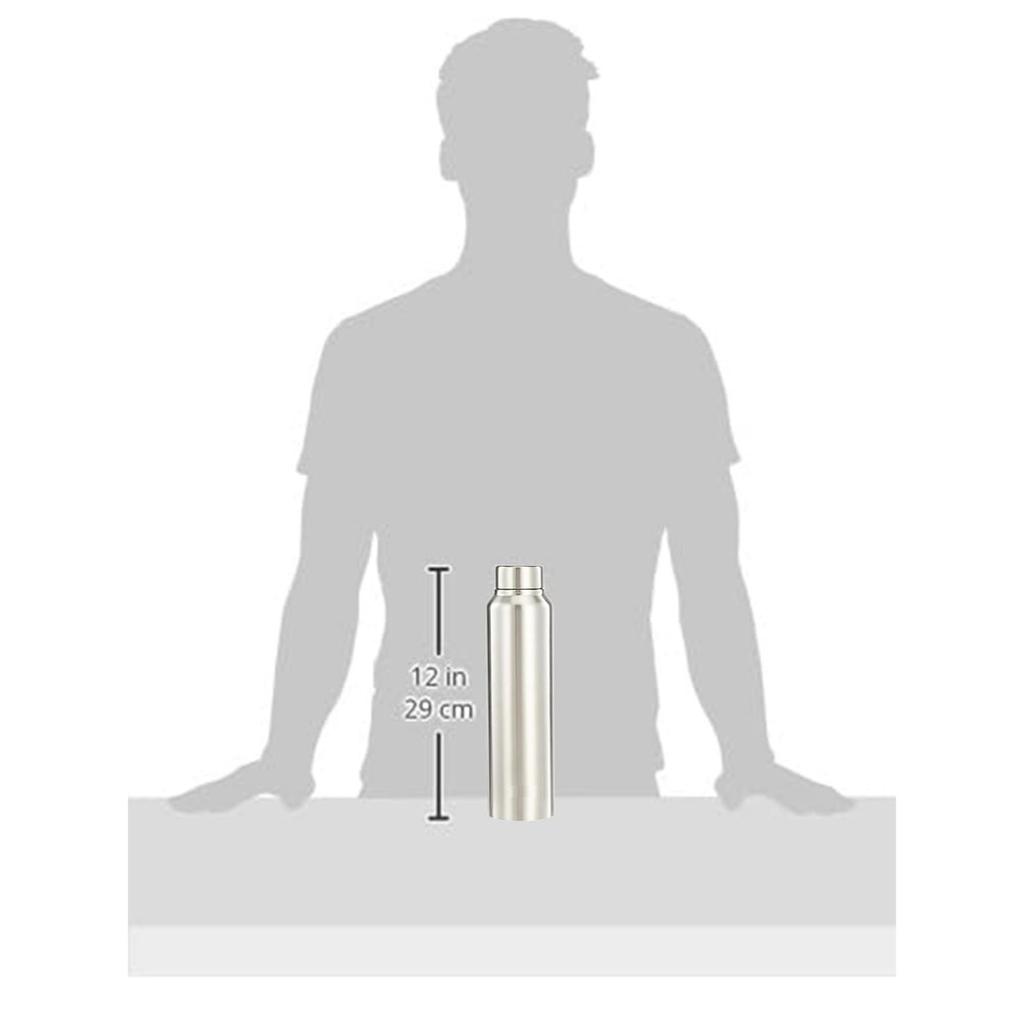 Бутылка для воды из нержавеющей стали | Одобрено BIS | 900 мл (Отделка из серебристой стали)