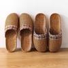 Women's Lightweight Rattan Grass Slippers - Linen Indoor Sandals with Thick Soles