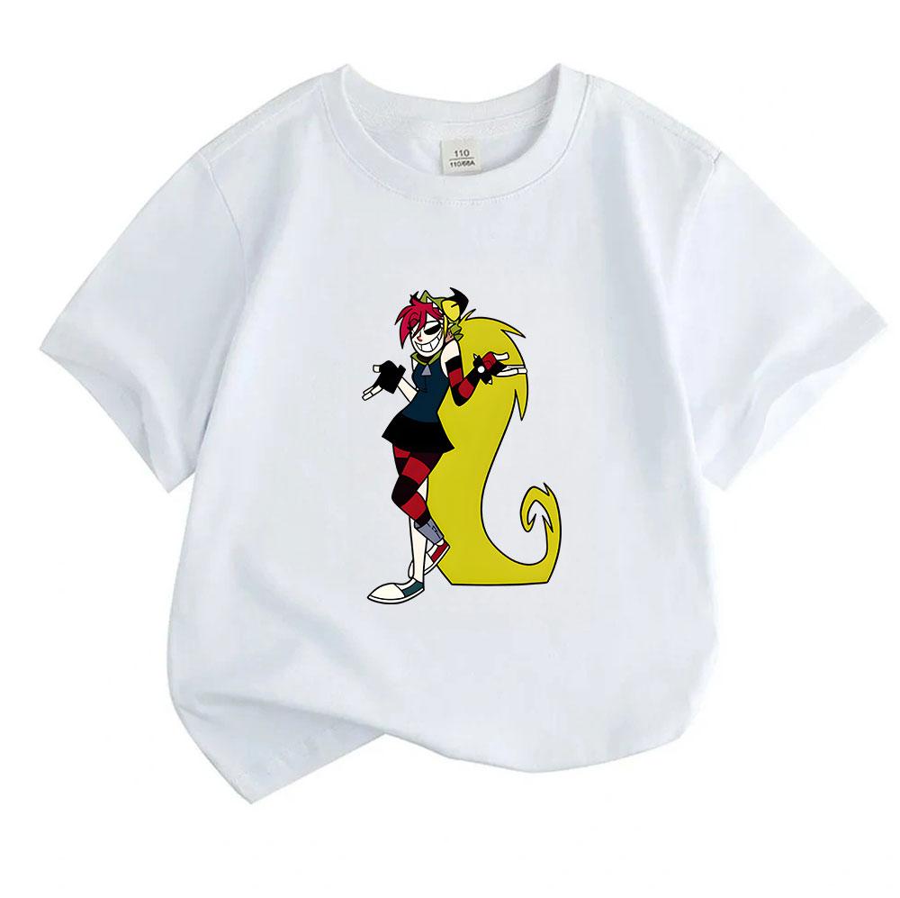 Kids Boys Girls 100% Cotton Crew Neck Short Sleeve T-Shirt, Funny Cartoon Character Print Casual Soft Breathable Tee for Daily Wear Birthday Gift
