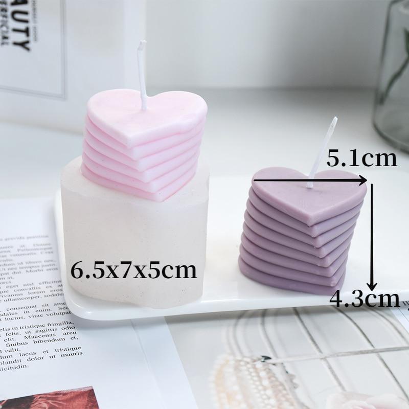 1PC 3D DIY Rotating Love Candles Mold Stacking Heart Shaped Aromatic Candle Decoration Silicone Mold