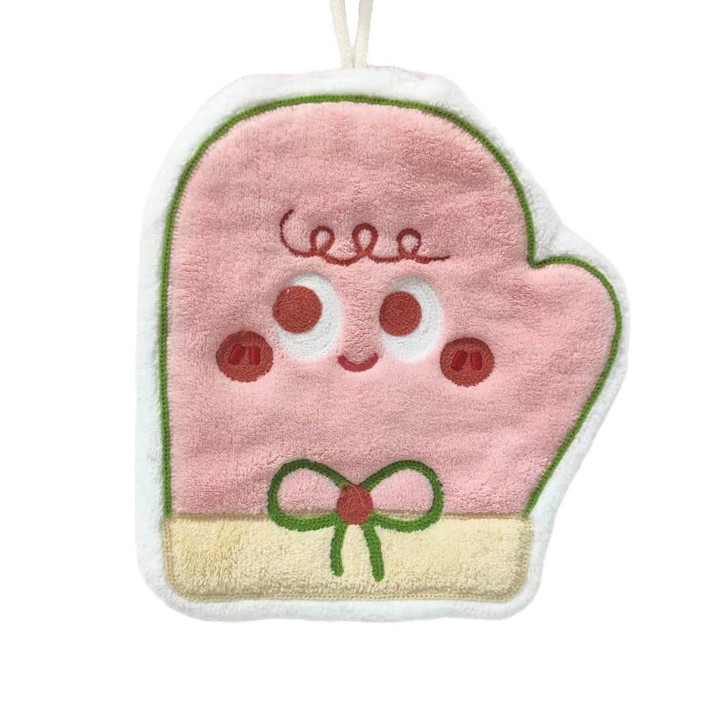 Glove-Shaped Coral Fleece Hand Towel: Soft, Thick, Absorbent, for Kitchen, Bathroom, or Children's Use.