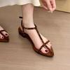 Fashion 2025 New Brand Women Sandal Fashion Narrow Band Flat Heel Ladies Gladiator Shoes Pointed Toe Ankle Buckle Zapatos Muje