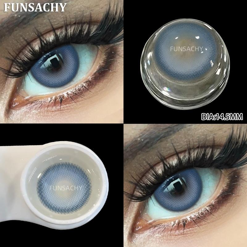 FUNSACHY 1 Pair Grey Colored Contact Lenses Natural Color Brown Lenses for Eyes Blue Cosmetics Pupil Eye Makeup Lens Yearly Use