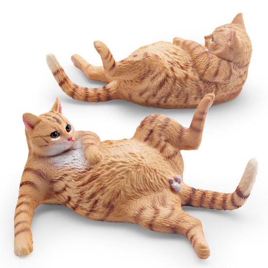 Simulated Lying Orange Cat Model PVC White Cat Figurine Statue Sculpture Decoration Ornament Kids Educational Animal Toy