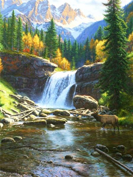 Полный квадратный/круглый алмазная живопись Пейзаж 5D DIY Алмазная вышивка Распродажа Водопад Стразы Мозаика Настенное искусство