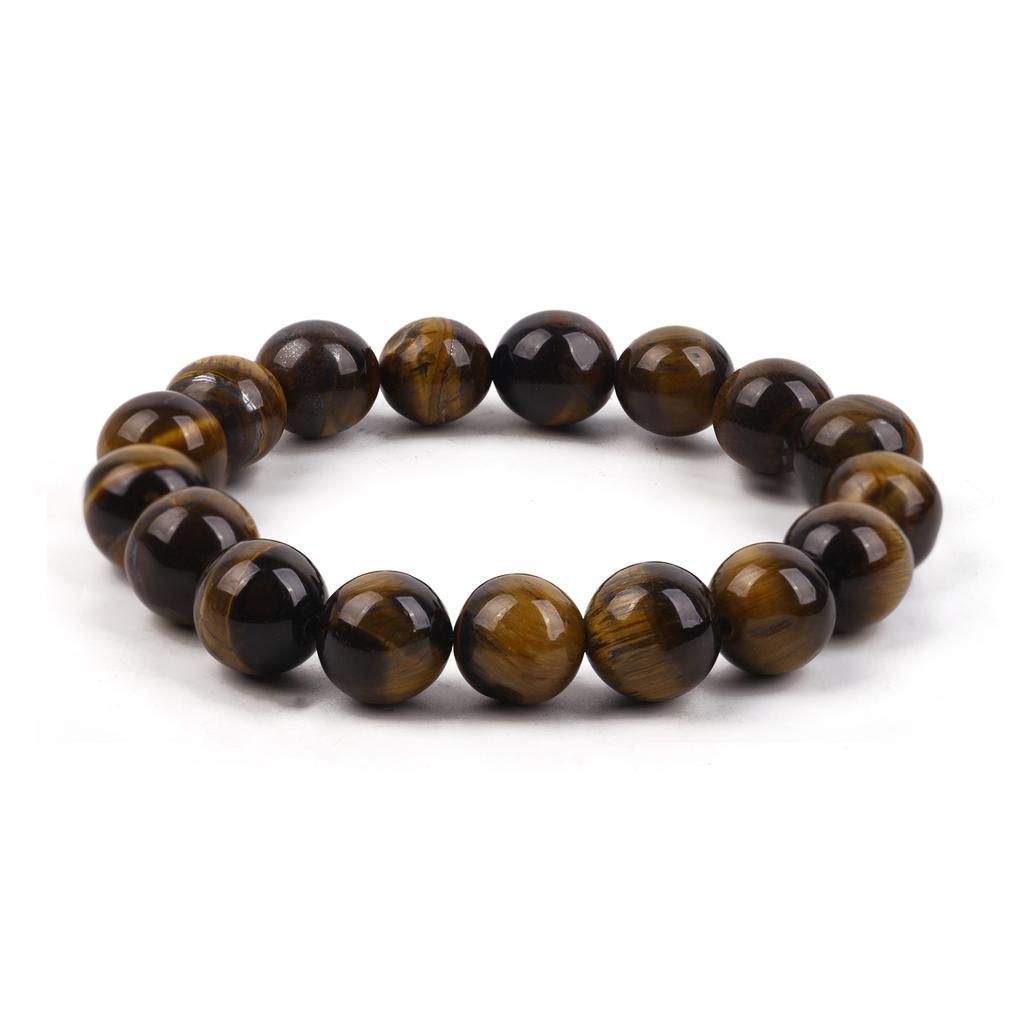Браслет на резинке с тигровым глазом, диаметр бусин 6-12 мм