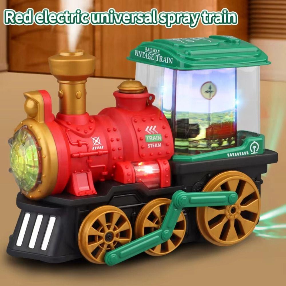 Sounding Spray Train Toy Simulation Steam Educational Toy Creative Electric Steam Train  Gift
