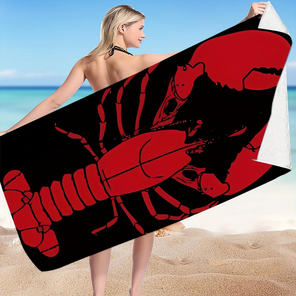 Пляжное полотенце Red Lobster с морской тематикой и принтом морепродуктов, быстросохнущее, из микрофибры, песочное, для пляжного декора, летний подарок