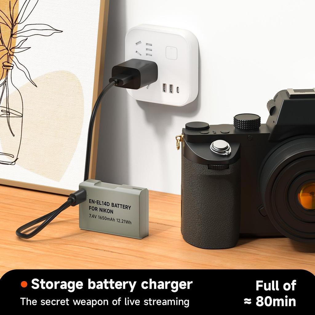 EN-EL14 1650mAh USB Type C EN-EL14a EN EL14 Battery for Nikon Df D5500 D5600 D3400 D3500 D5100 D5200 D5300 D3100 D3200 D3300