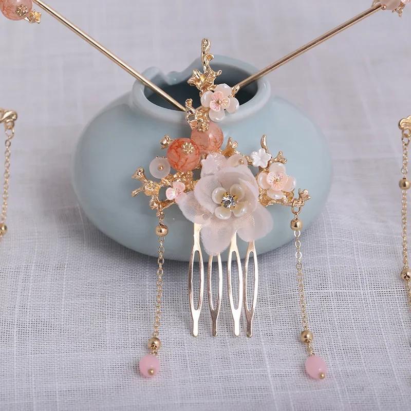 Chinese Style Ancient Style Accessories Crown Tassel Step Swaying Hairpin Ancient Costume Hairpin Fairy Aura Female Jewelry Set