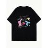 Oversized T Shirt Black All For You Graphic Print With Colorful Elements And Text Casual Wear For Everyday Outfits
