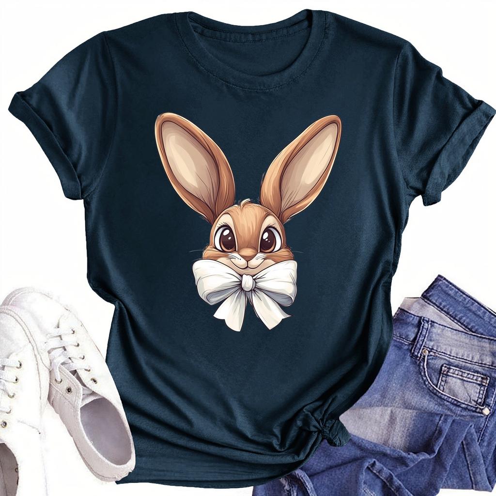 Women's Round Neck Casual Printed Short-sleeved T-shirt Top