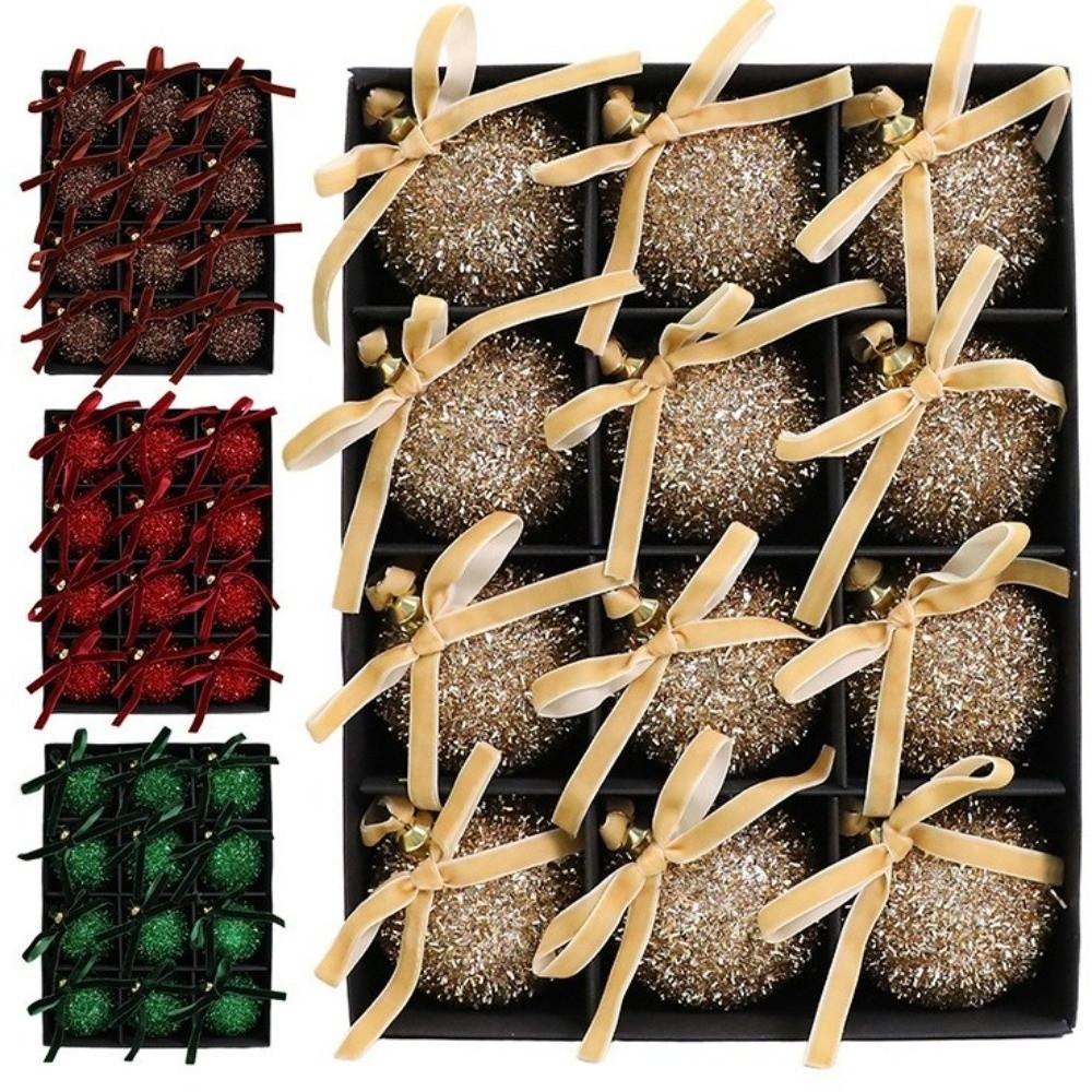 12 /16 Pcs Glitter Xmas Tree Hanging Balls Shatterproof Christmas Tree Decoration Christmas Decor