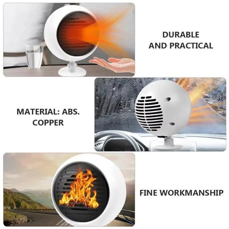 Портативный электрический вентилятор для приборной панели автомобиля, подключаемый к прикуривателю, быстрый нагрев, удаление запотевания и размораживание лобового стекла, работающий в качестве вентилятора для обогрева автомобиля