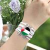 Round Palestine Flag Decor Bracelet Multi Layer Adjustable Handmade Bracelet Metal Letter Knot Faux Leather Wristband Jewelry Gift