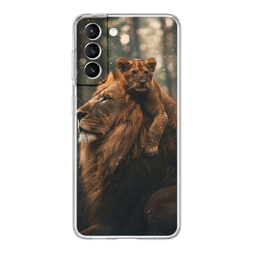 Phone Case For Samsung Galaxy S25 S24 S23 FE S22 Ultra S20 S21 5G S10 S9 Plus S10E S8 Soft Clear Cover Lion Alpha Male Cub