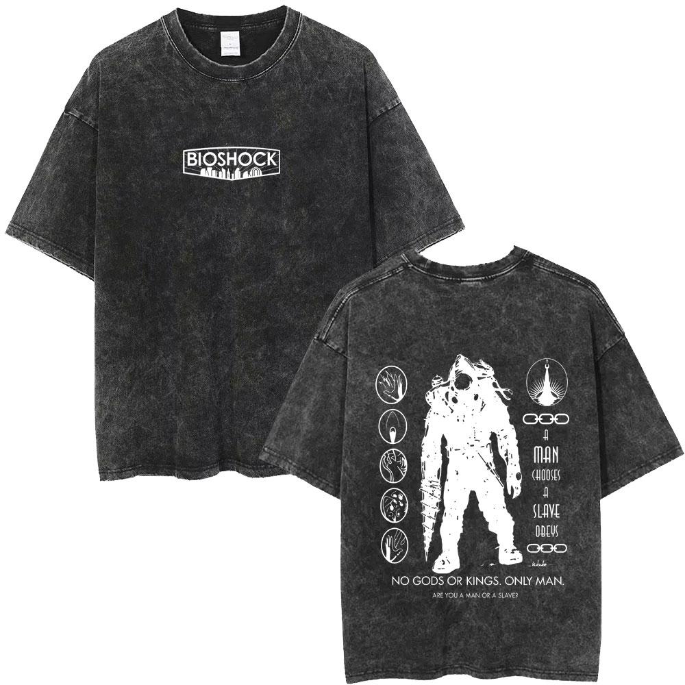 Washed Vintage Classic Shooting Game Bioshock Would You Kindly T-shirt Clothing Hip Hop Oversized T Shirt Streetwear Unisex