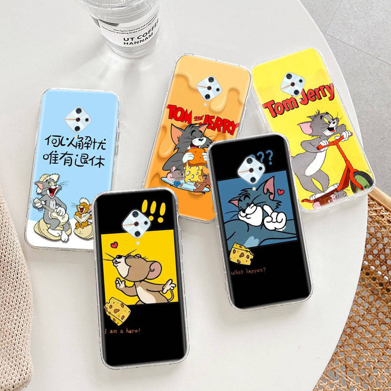 Прозрачный чехол для Samsung A04 A14 A23 A34 A54 M23 M33 M52 M53 Realme Narzo 50 50I 50a Prime C35 C55 C30S 10 9 Pro T-94 Tom Jerry Cat Mouse