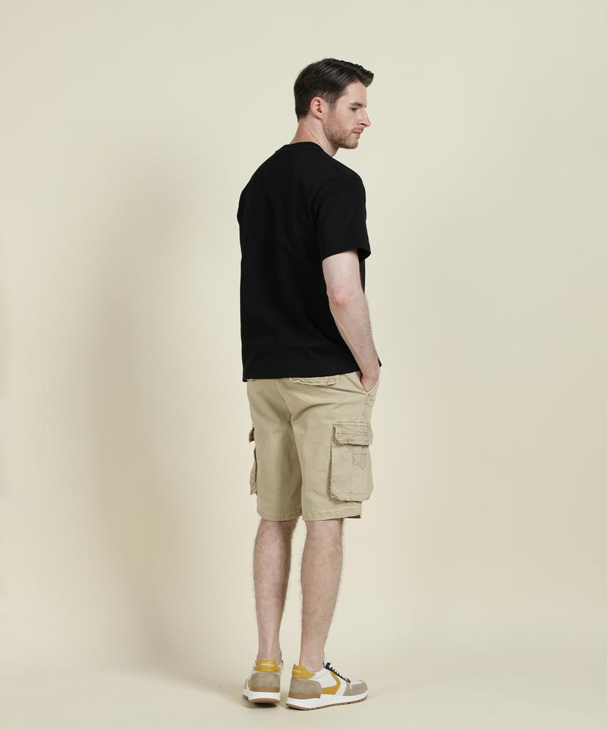 PANICALE Beige Washed Cotton Blend Cargo Shorts