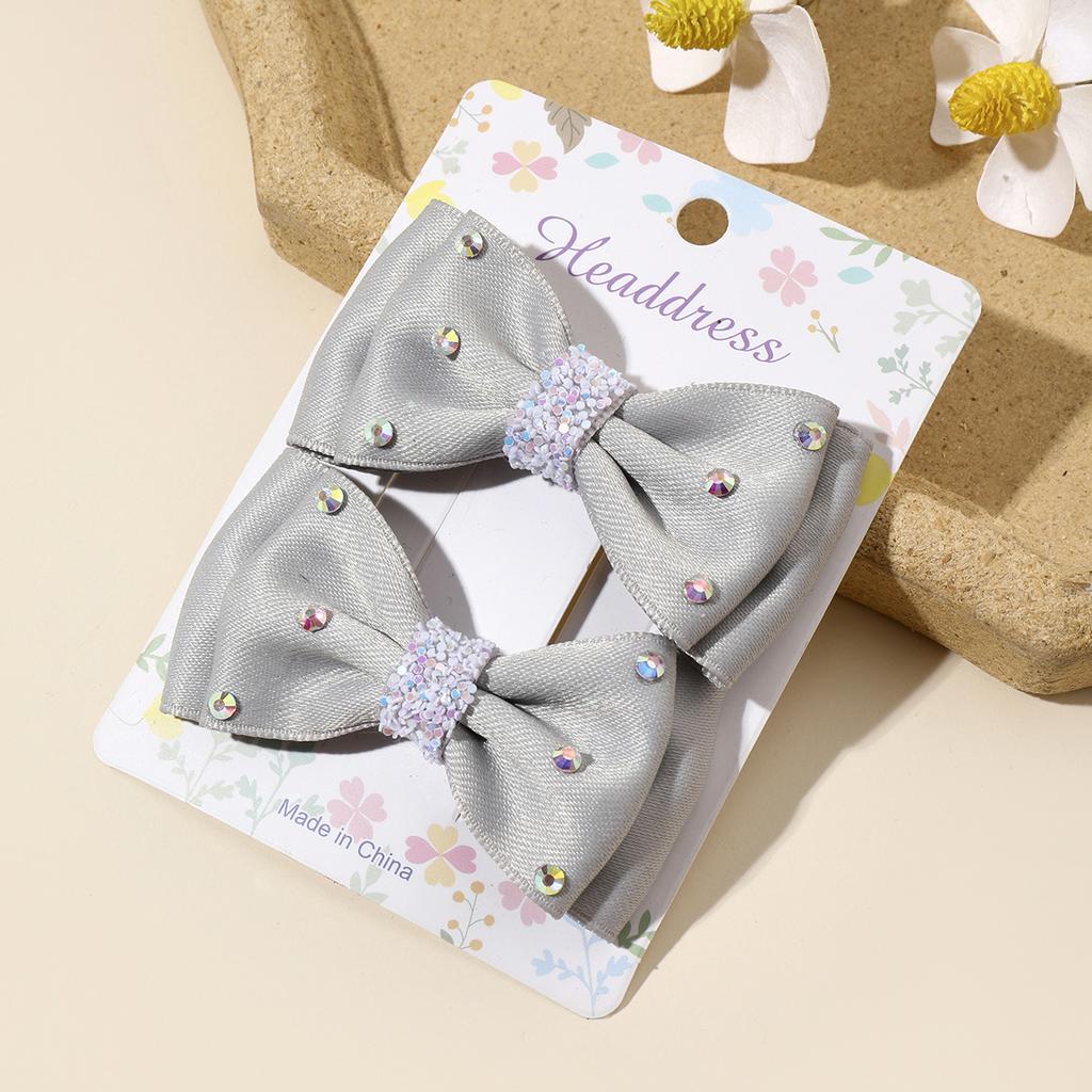 2Pcs/set New Sweet Girls Bow With Diamond Lovely Children Clips Headwear Hairgrip Hair Clips Accessories Headdress Gift