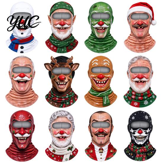 Funny Costume Mask Christmas Face Print Ski Mask, Winter Realistic Balaclava for Men Women, Windproof Full Cover Cycling Riding Snowboarding Unisex