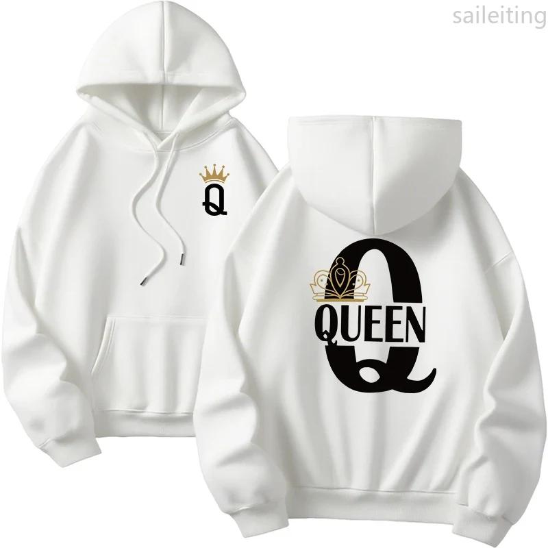 Queen King Print Pullover Woman Fall Winter New Arrival Couples Sweatshirts Home Outdoor Comfort Warm Casual Hoodies Aesthetic