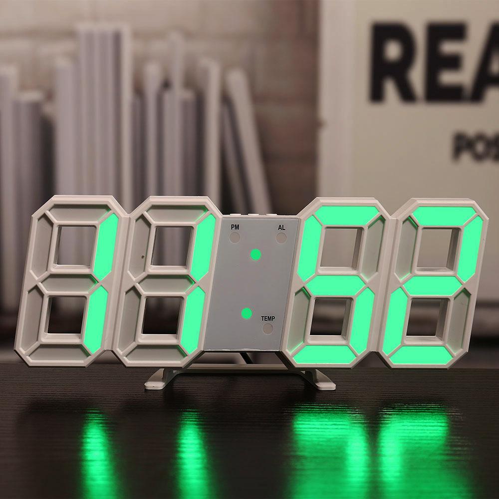 3D Digital Alarm Clock with Night Lights Modern USB Electronic Display Table LED Wall Clocks for Home Bedrooms Living Room Decor