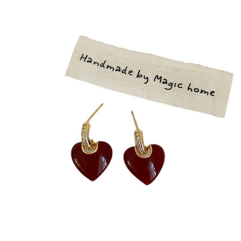 Маленькие серьги-гвоздики с красным цирконием Анкара, капающим маслом, любовь, уникальная женская индивидуальность, изысканная мода, универсальные серьги