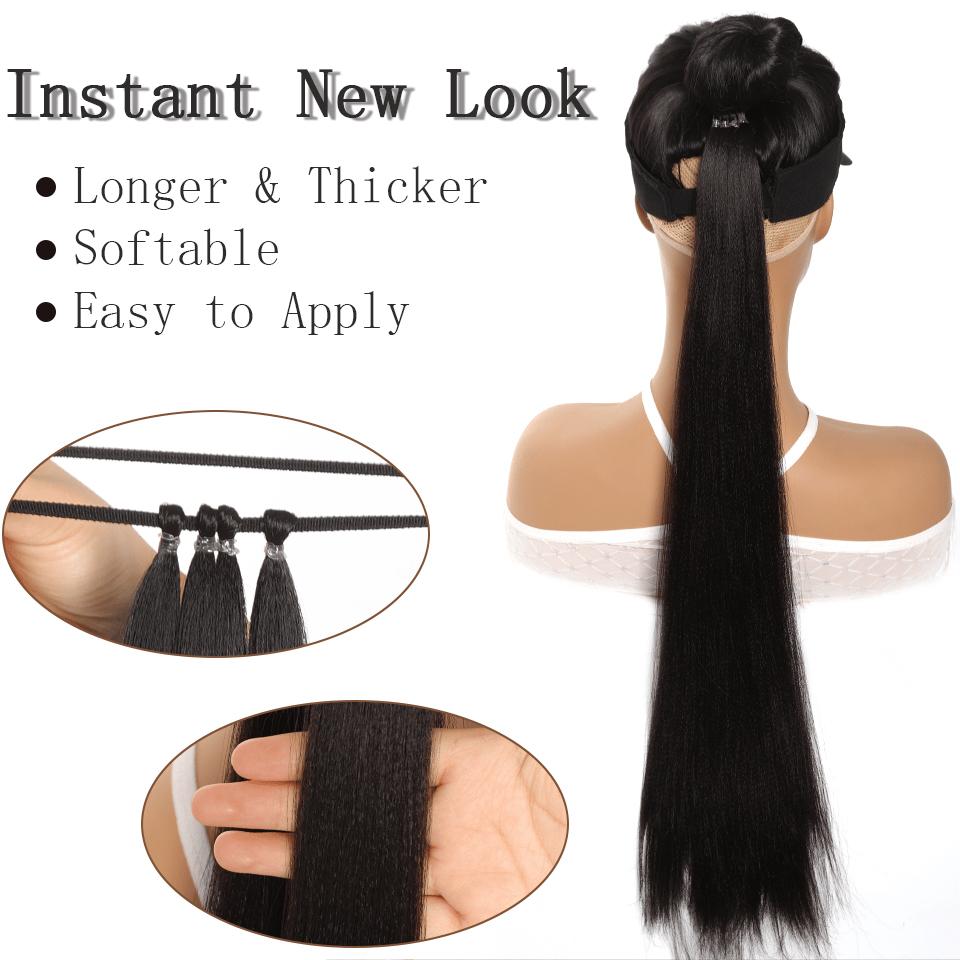 70 см Длинные прямые синтетические накладные хвосты Универсальная резинка Элегантный парик Пряди волос для женщин Модные