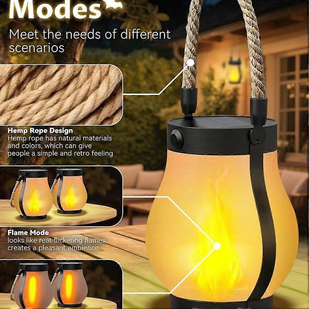 4 Pcs Solar Lantern Outdoor Lights Waterproof Dancing Flame for Garden and Yard Decor less