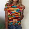 Футболка с 3d красочными камнями и принтом для женщин, летняя модная повседневная свободная футболка, большие топы с короткими рукавами и круглым вырезом, дизайнерская одежда
