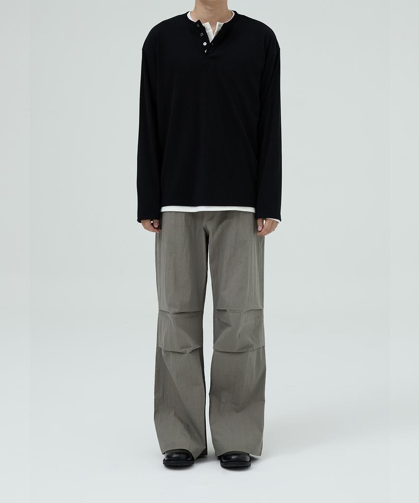 OX STUDIOS Moment Henley Neck Long Sleeve (Black)