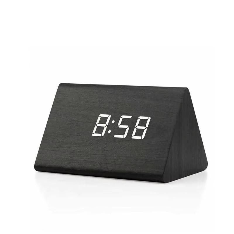 Wooden Digital Alarm Clock Time Date Temperature Display Desk Clocks for Bedroom Living Room Bedside Office