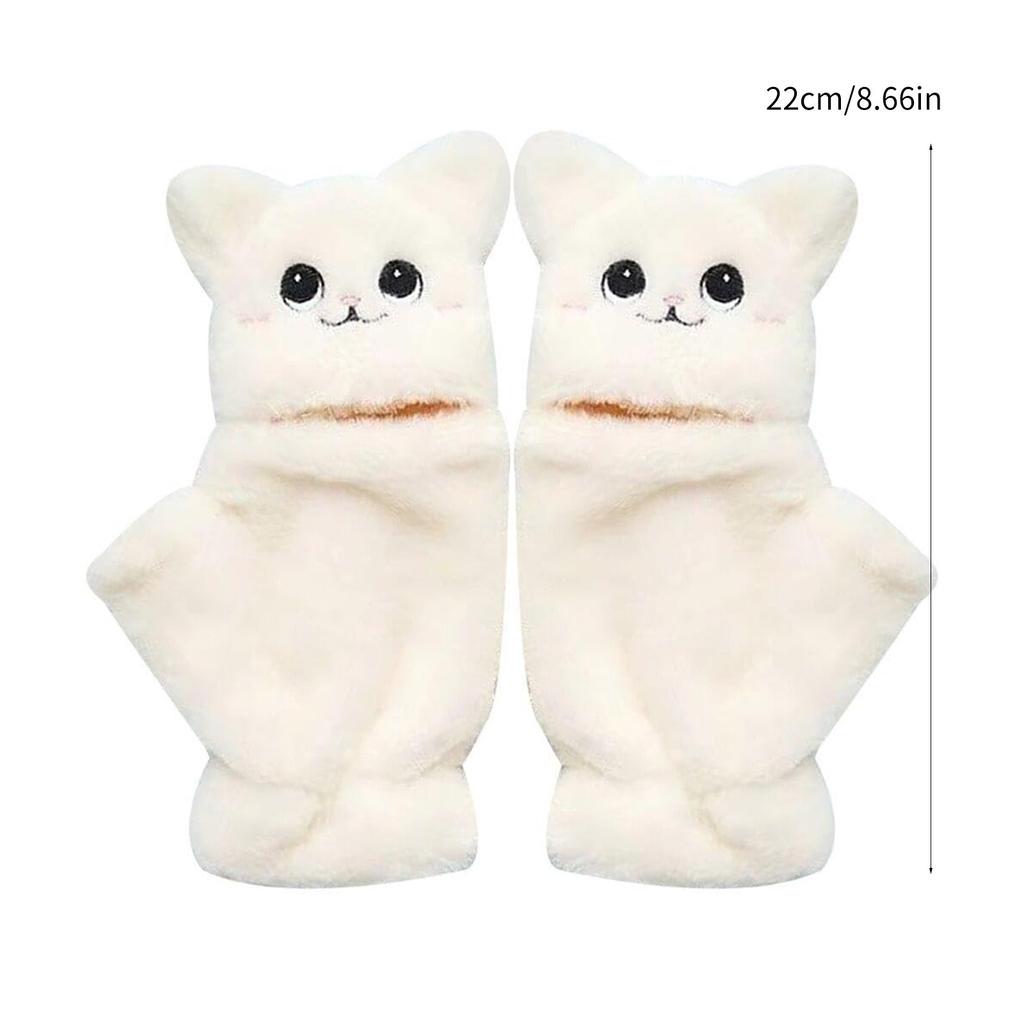 Зимние перчатки без пальцев из искусственного меха, шерстяные перчатки, термоизоляция, теплые варежки-трансформеры с откидной крышкой для женщин и девушек