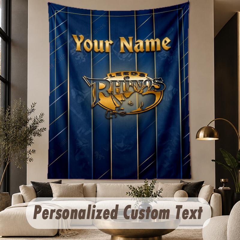 Custom Text Tapestry Leeds Rhinos Print Wall Tapestry Indoor Living Room Wall Decor
