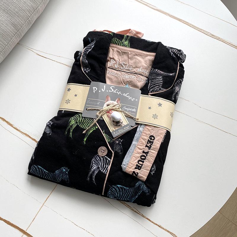 New Style Pajamas Set, Pure Cotton 2-piece Set, Women's Printed Cartoon Pajamas, Long-sleeved Trousers Set, Autumn Home Clothes, Home Clothes