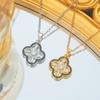 Light Luxury Full Diamond Four-leaf Flower Necklace for Women's Popular High-end Collarbone Chain Gift