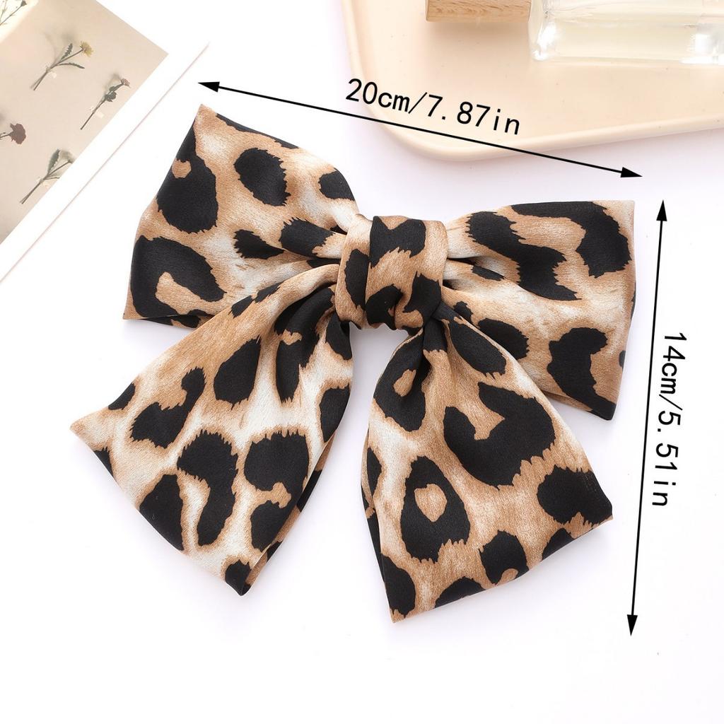 1/2PCS Fashion Boutique Cloth Leopard Bow Hairpin Spring Clip Barrettes Women  Hair Accessories