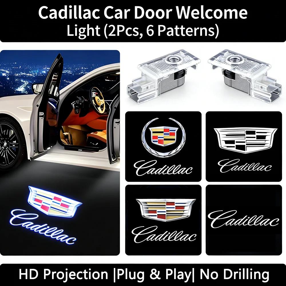 AAQM1 2Pcs HD Projector Car Door Welcome Light Cadillac Courtesy Lamp For CT4 CT5 XT4 XT5 XT6 ATS CTS XTS Auto Exterior Accessories